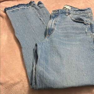 Isabel Maternity straight leg with distressing Blue Denim Jeans